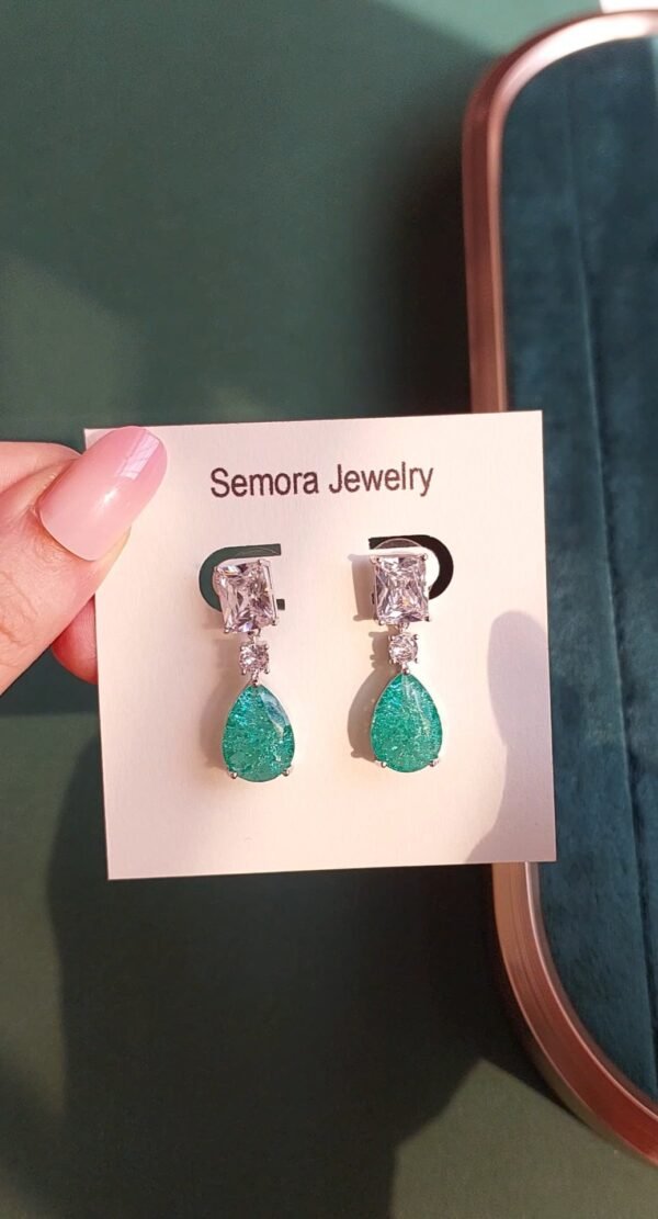 Green Droplet Earrings