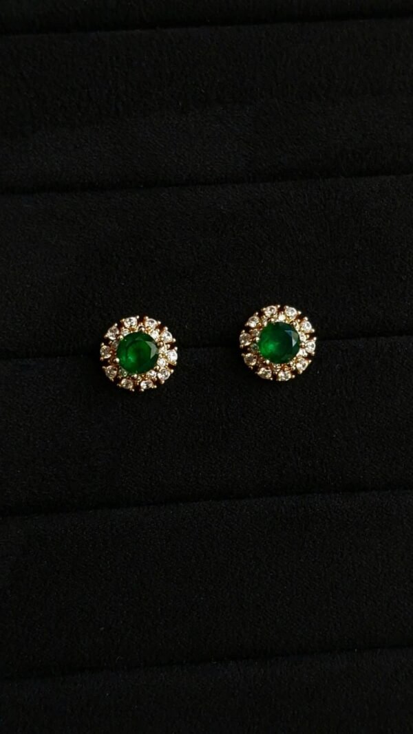 Round Emerald Studs