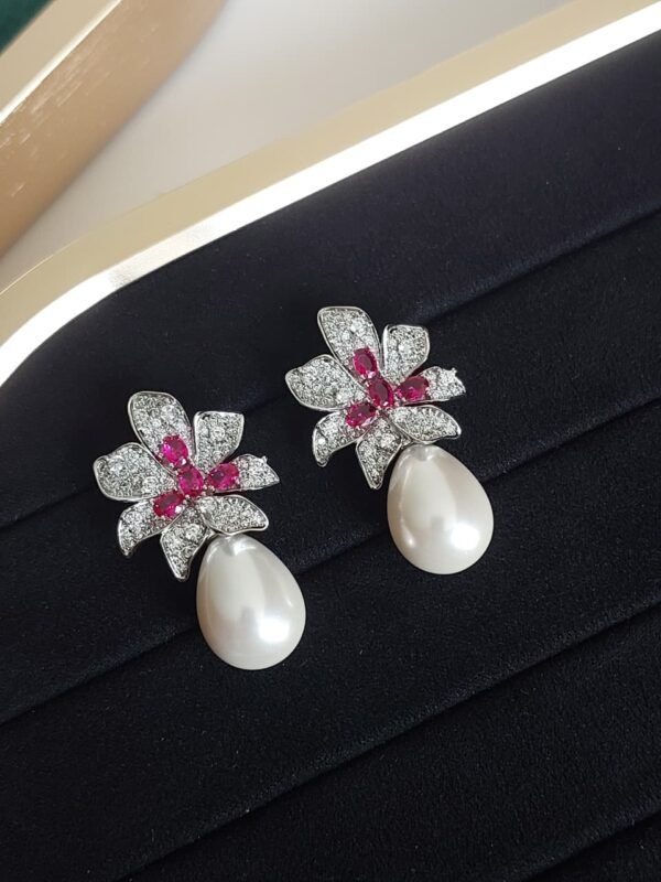 Rose Pearl Drop Earrings